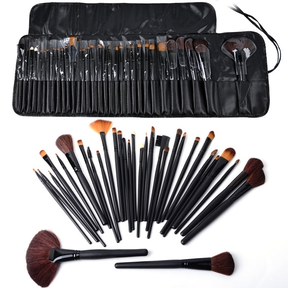Sminkborstar 32-pack – Professionella Penslar i Äkta Gethår – För Foundation, Ögon & Contour