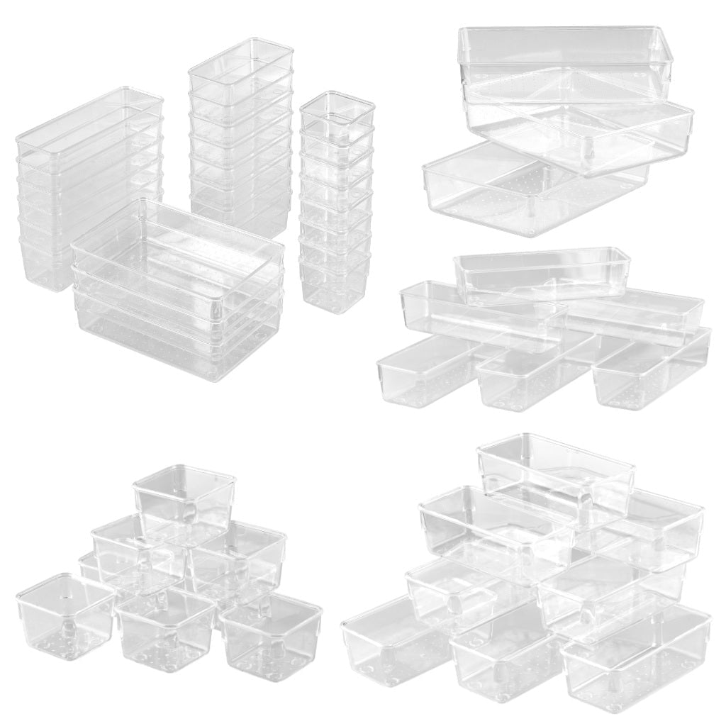 Sminkförvaring i akryl 25-pack transparenta lådinsatser 4 storlekar
