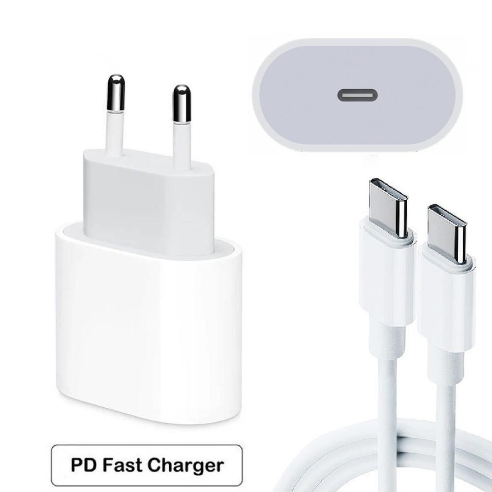 Snabbladdare kompatibel med samsung & iPhone - Adapter & Kabel 20W USB-C 2m