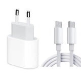 Snabbladdare kompatibel med samsung & iPhone - Adapter & Kabel 20W USB-C 2m