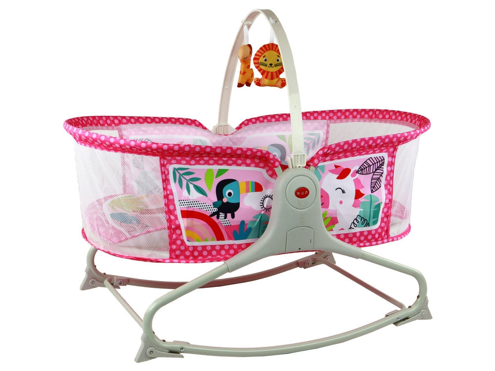 Sänggunga 2i1 för baby med ljud & vibrationer rosa max 18 kg