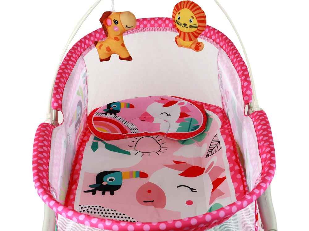 Sänggunga 2i1 för baby med ljud & vibrationer rosa max 18 kg