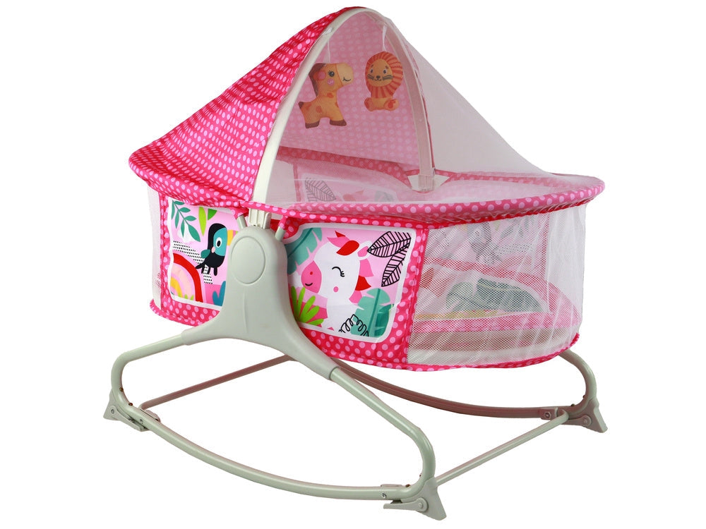 Sänggunga 2i1 för baby med ljud & vibrationer rosa max 18 kg