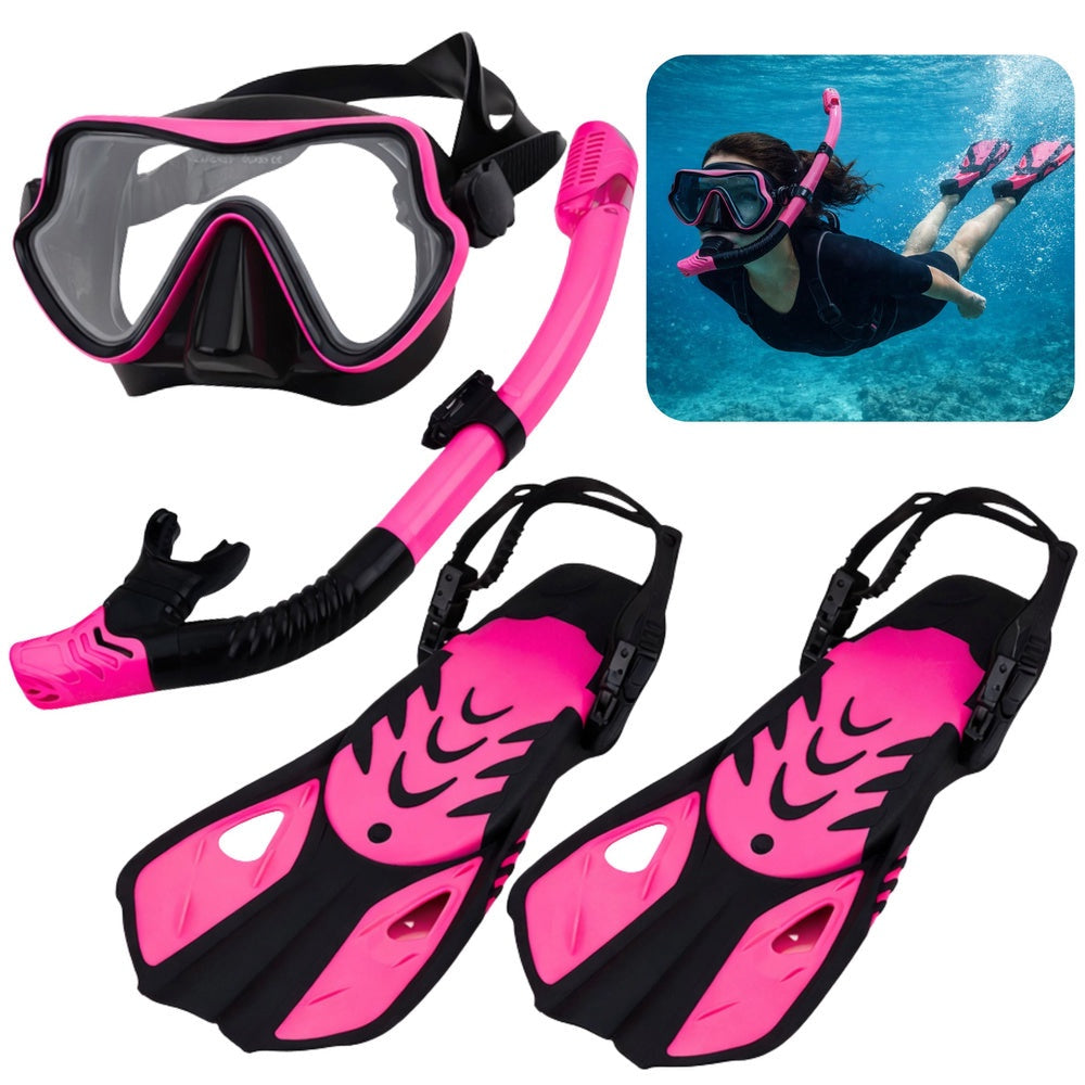 Snorklingsset med fenor, dykmask och snorkel + väska stl 37-41