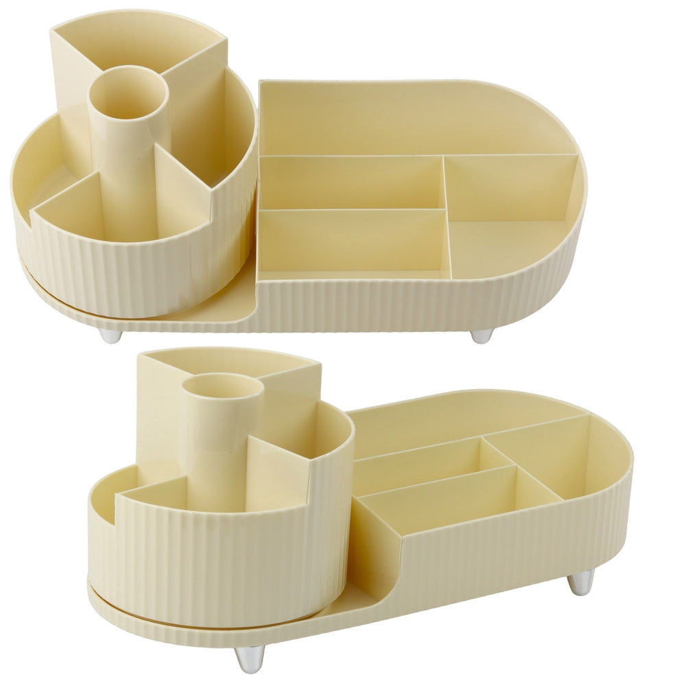 Snurrande kosmetikorganisatör 360° med fack, beige plast