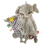 Snuttefilt elefant med bitring och skallra, polyester/silikon 0+