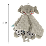 Snuttefilt elefant med bitring och skallra, polyester/silikon 0+