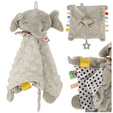 Snuttefilt elefant med bitring och skallra, polyester/silikon 0+