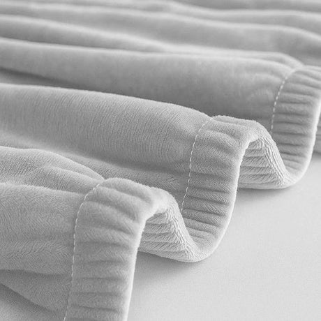Sofföverdrag hörnsoffa elastisk sammet ljusgrå 190-230 cm + kuddfodral