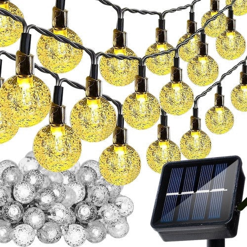 Solcellsdriven LED-ljusslinga 100 bollar varmvit 11,6 m IP44