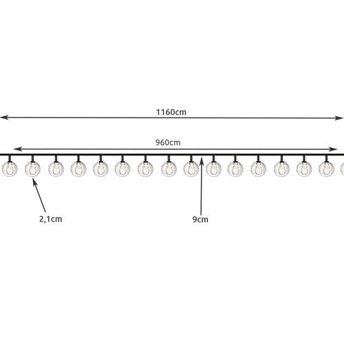 Solcellsdriven LED-ljusslinga 100 bollar varmvit 11,6 m IP44