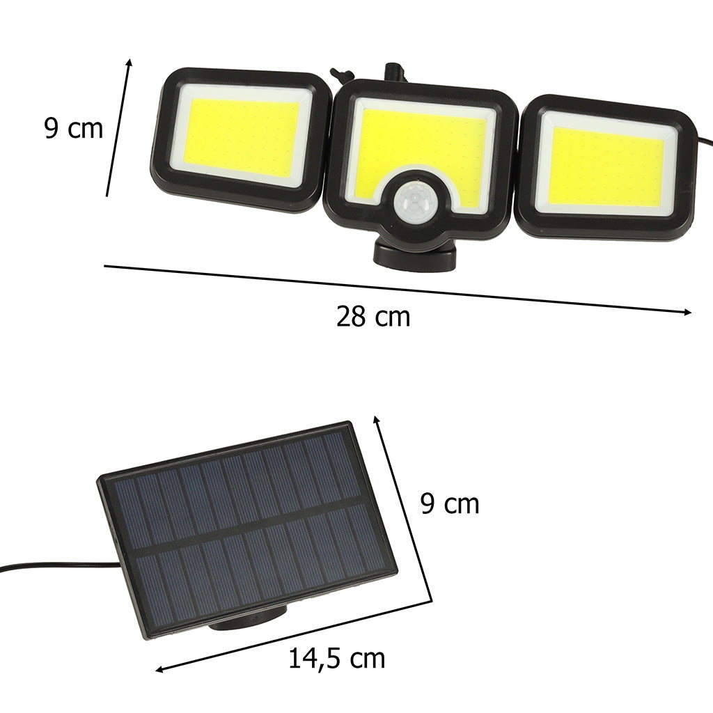 Solcellsdriven LED-utomhuslampa 3W med rörelsesensor och skymningssensor