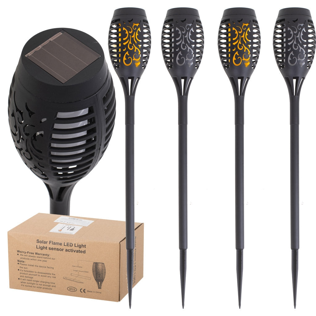 Solcellsfacklor för trädgård 4-pack 12 LED 51,5 cm