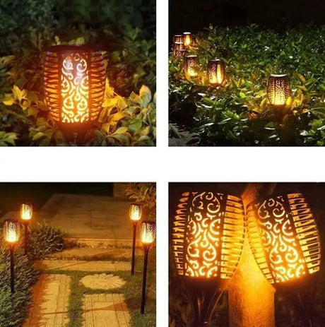 Solcellslampa trädgårdsfackla LED 12 st varmvit flammeffekt 51 cm