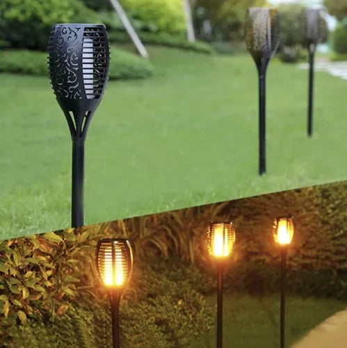 Solcellslampa trädgårdsfackla LED 12 st varmvit flammeffekt 51 cm