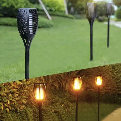 Solcellslampa trädgårdsfackla LED 12 st varmvit flammeffekt 51 cm