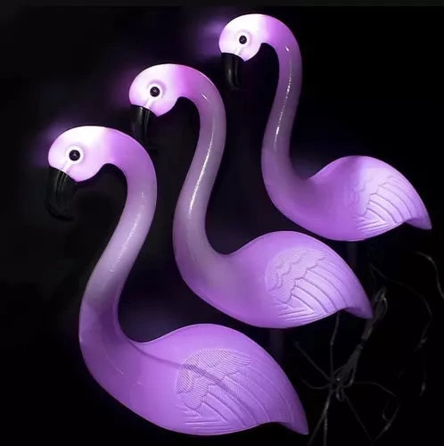 Solcellslampor flamingo 3-pack LED vit IP44 trädgårdsbelysning