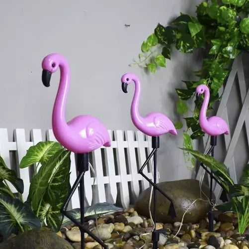 Solcellslampor flamingo 3-pack LED vit IP44 trädgårdsbelysning
