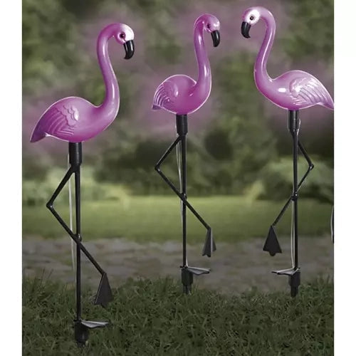 Solcellslampor flamingo 3-pack LED vit IP44 trädgårdsbelysning