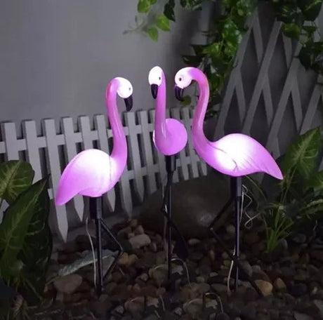Solcellslampor flamingo 3-pack LED vit IP44 trädgårdsbelysning