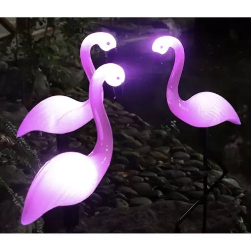 Solcellslampor flamingo 3-pack LED vit IP44 trädgårdsbelysning