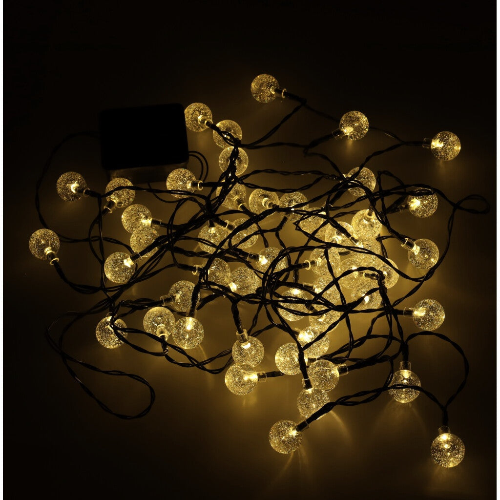 Solcells ljusslinga 7 m 50 LED varmvit IP65 8 lägen skymningssensor