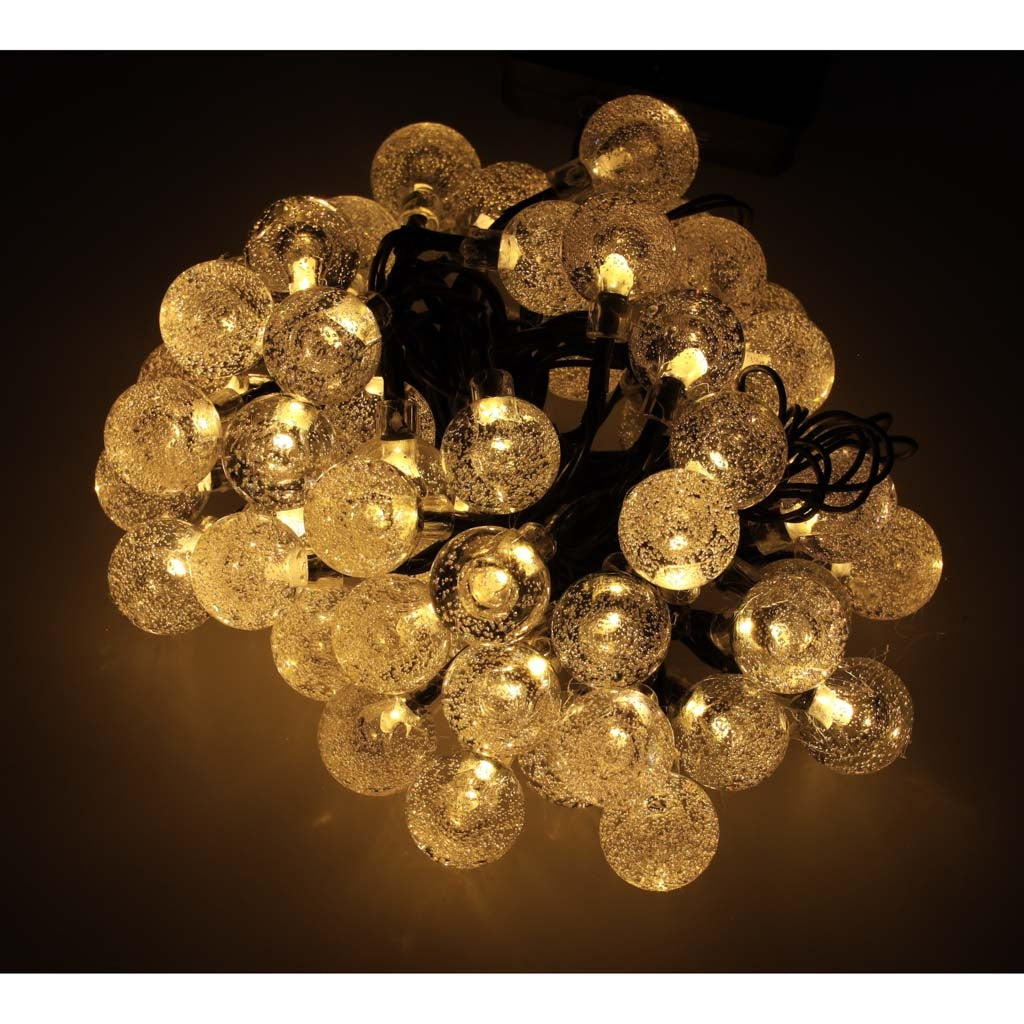 Solcells ljusslinga 7 m 50 LED varmvit IP65 8 lägen skymningssensor