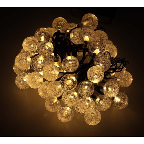 Solcells ljusslinga 7 m 50 LED varmvit IP65 8 lägen skymningssensor