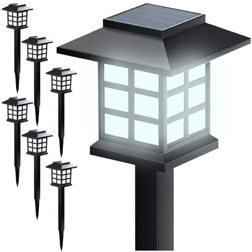 Solcells trädgårdslampor 6-pack IP44 kallvit 13000K skymningssensor