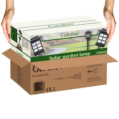 Solcells trädgårdslampor 6-pack IP44 kallvit 13000K skymningssensor