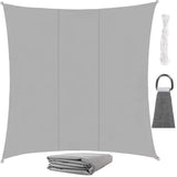 Solsegel kvadratiskt 3,6x3,6 m grå polyester 120 g/m² inkl snöre