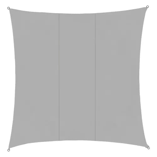 Solsegel kvadratiskt 3,6x3,6 m grå polyester 120 g/m² inkl snöre