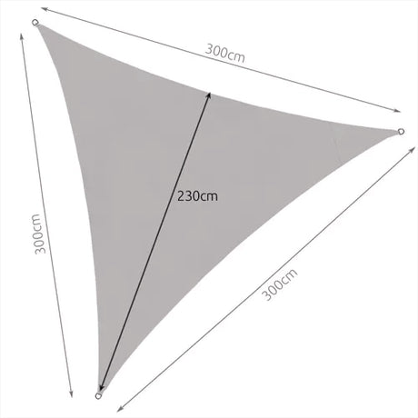 Solsegel trekant 3x3x3 m grå polyester 120 g/m² inkl 4 snören