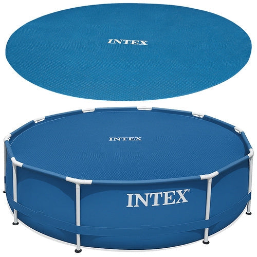 Solskydd pooltäcke bubbelplast Ø348 cm för pool 366 cm blå 120 µm