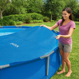 Solskydd pooltäcke bubbelplast Ø348 cm för pool 366 cm blå 120 µm