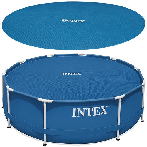 Solskydd poolöverdrag bubbelplast 448 cm för rund pool 457 cm blå