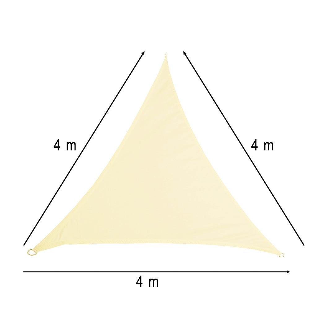 Solskyddsduk triangulär 4x4x4 m beige PU Oxford UV/vattentålig