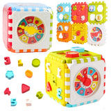 Sorterkub pedagogisk aktivitetsleksak med block i plast 13x13 cm