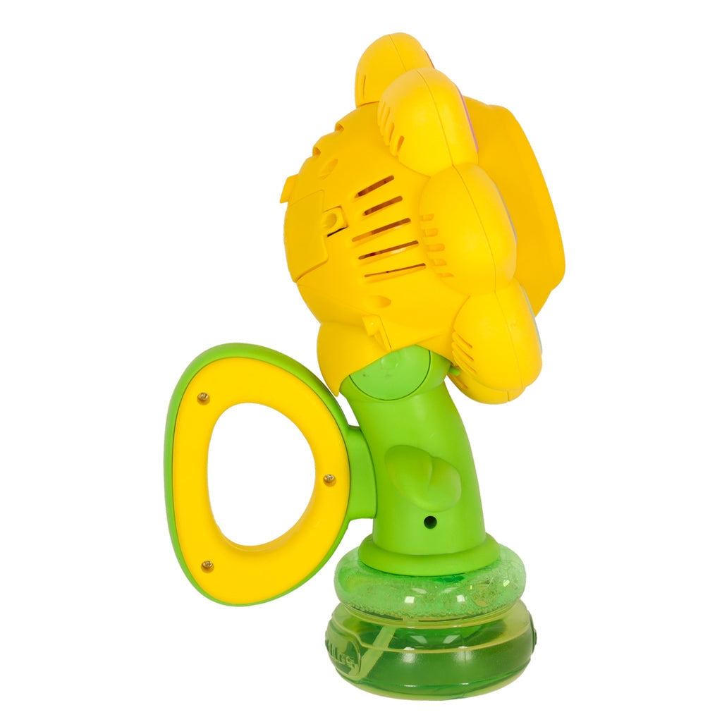 Såpbubbelmaskin blomform grön med ljus, uppladdningsbar USB, 3+