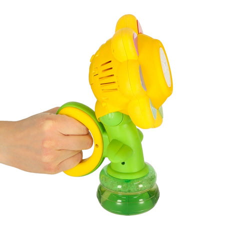 Såpbubbelmaskin blomform grön med ljus, uppladdningsbar USB, 3+