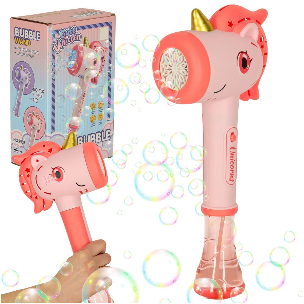 Såpbubbelmaskin enhörning med LED-ljus inkl bubbelvätska 100 ml