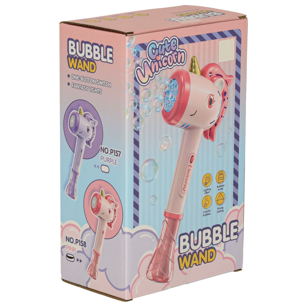 Såpbubbelmaskin enhörning med LED-ljus inkl bubbelvätska 100 ml