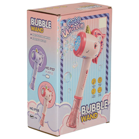 Såpbubbelmaskin enhörning med LED-ljus inkl bubbelvätska 100 ml