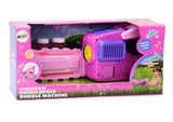 Såpbubbelmaskin kedjesåg rosa med 2 bubbelvätskor, från 3 år