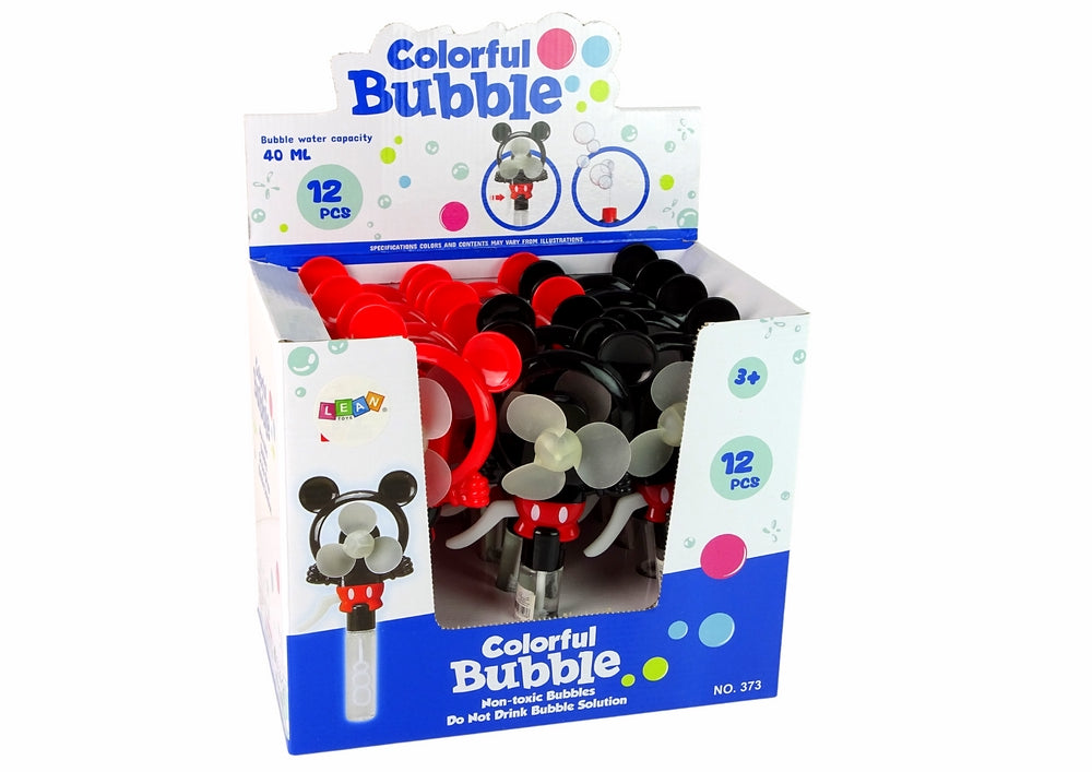 Såpbubbelmaskin vindmölla Mickey Mouse med bubbelvätska, röd/svart