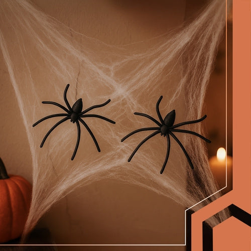 Spindelnät Halloween-dekoration 2,5 m² med 2 svarta spindlar