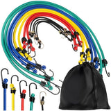 Spännband gummiband med krokar 12-pack PP-belagd latex, förvaringspåse
