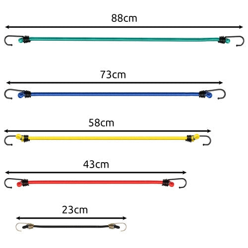 Spännband gummiband med krokar 12-pack PP-belagd latex, förvaringspåse