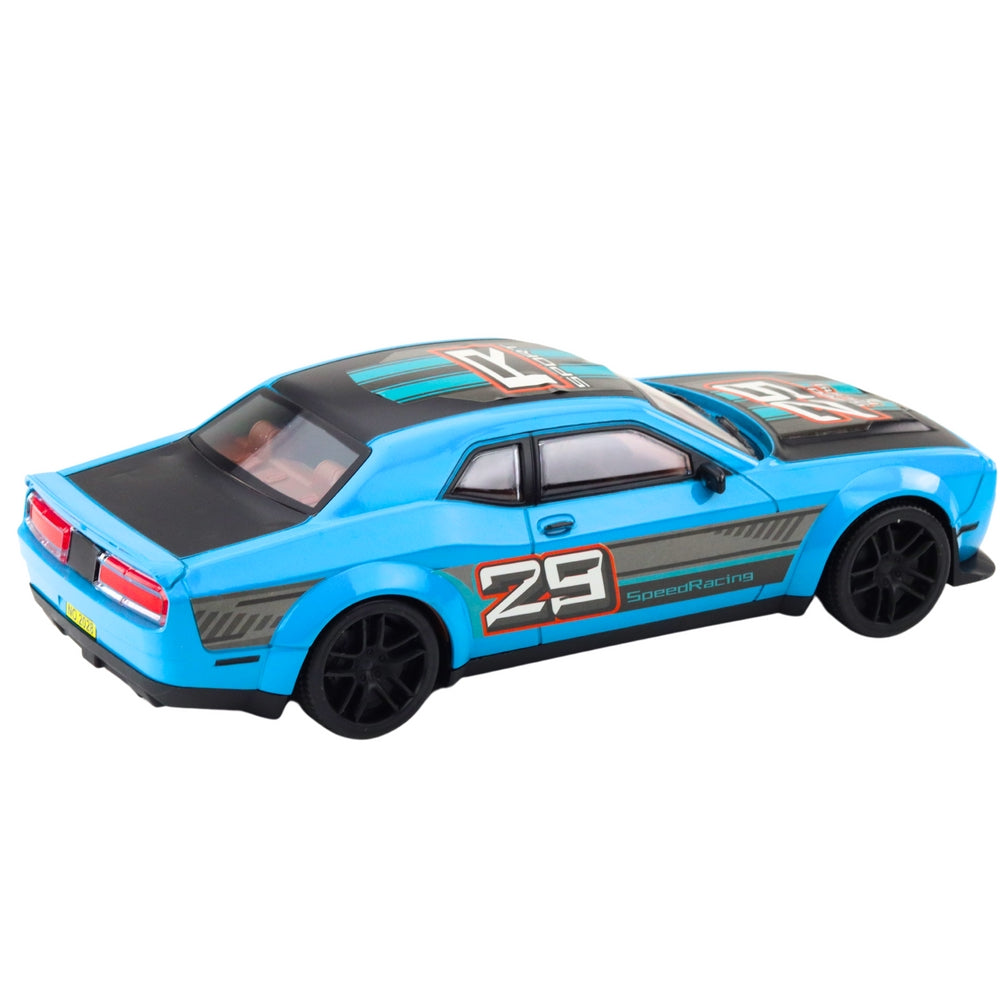 Sportbil leksaksbil med bakhjulsdrift push car blå 28 cm nr 29
