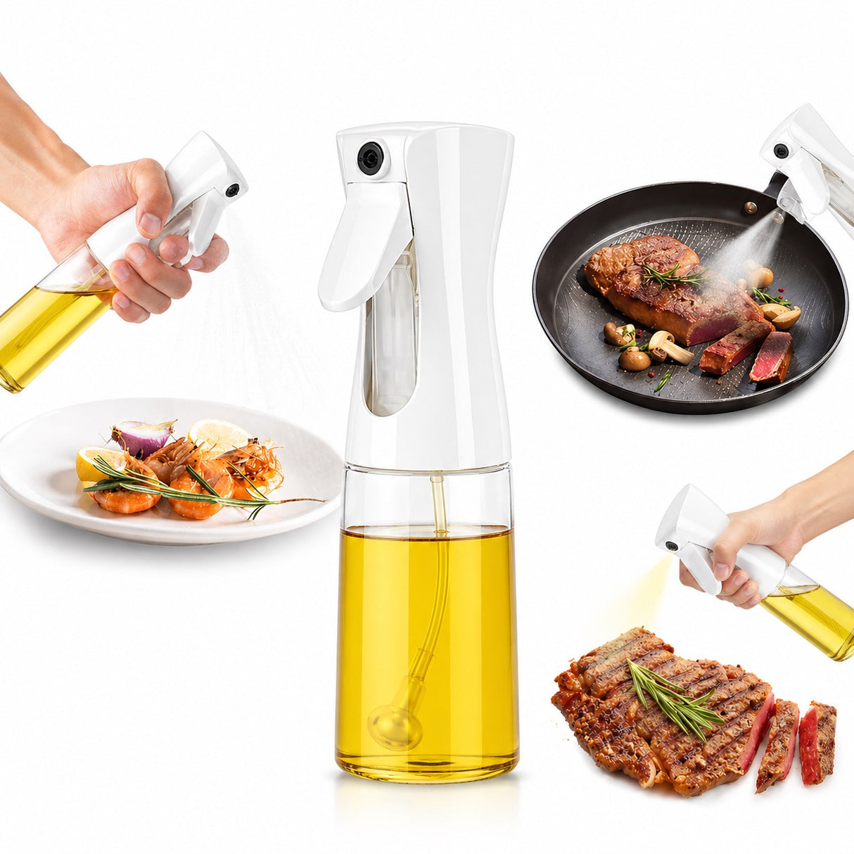 Sprayflaskor för olja och vinäger 2-pack glas 200 ml vit